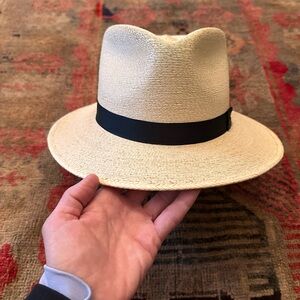 Stetson Tan Center Dent Panama Fedora with Black Interior felt comfort band-M